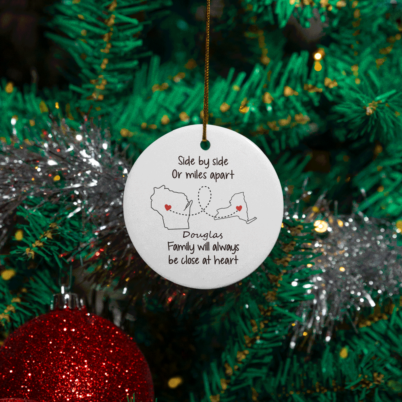 Long-Distance Family Christmas | Close at Heart Gift | Ceramic Ornament